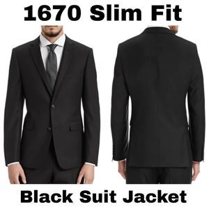 1670 Slim Fit Black Suit Jacket New 36R